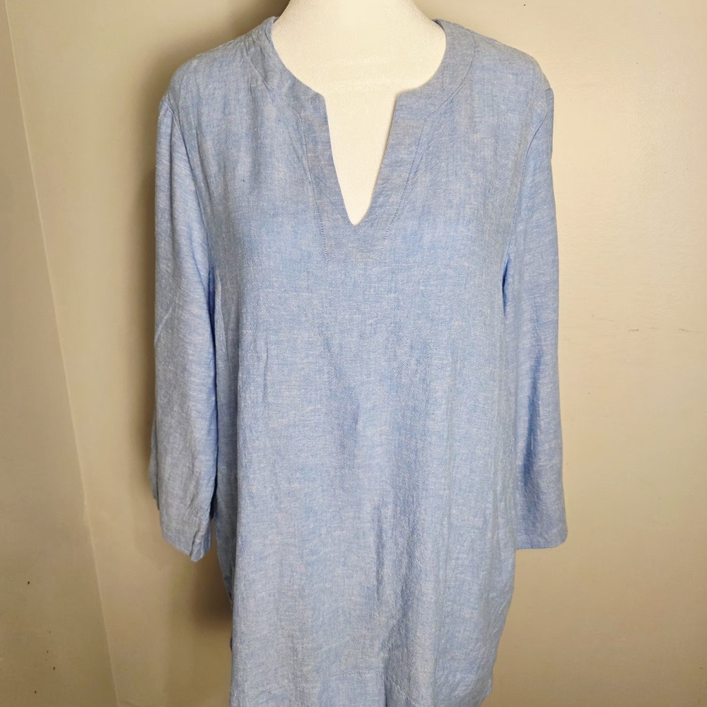 Lands' End Sky Blue Textured Top